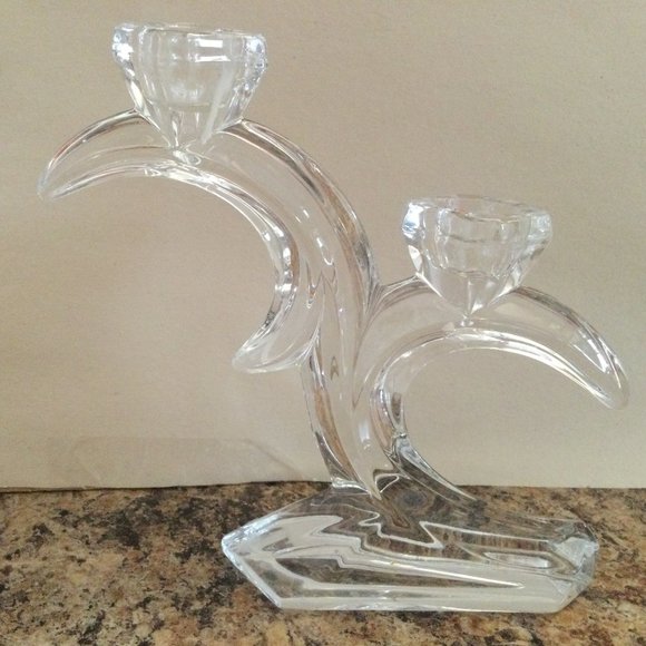 Beautiful glass candle holder candlestick holder clear glass two sticks - Picture 1 of 9